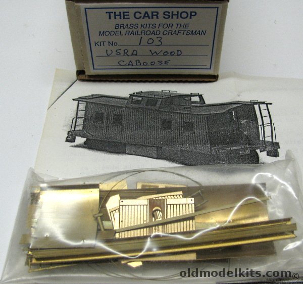 The Car Shop 1/87 USRA 4 Window Center Cupola Wood Caboose - Brass HO Craftsman Kit, 103 plastic model kit